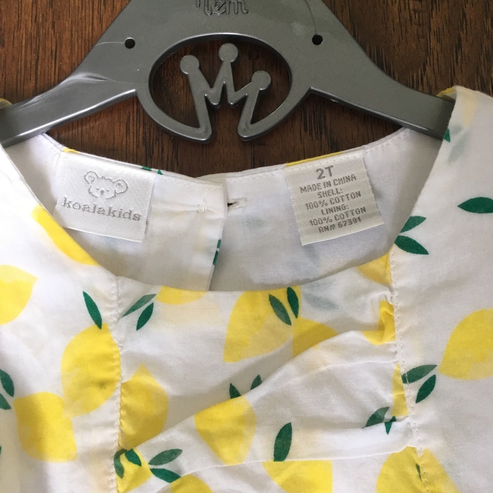 ❌SOLD❌KOALA KIDS Beautiful Lemon Print Dress - 2T - Picture 4 of 6